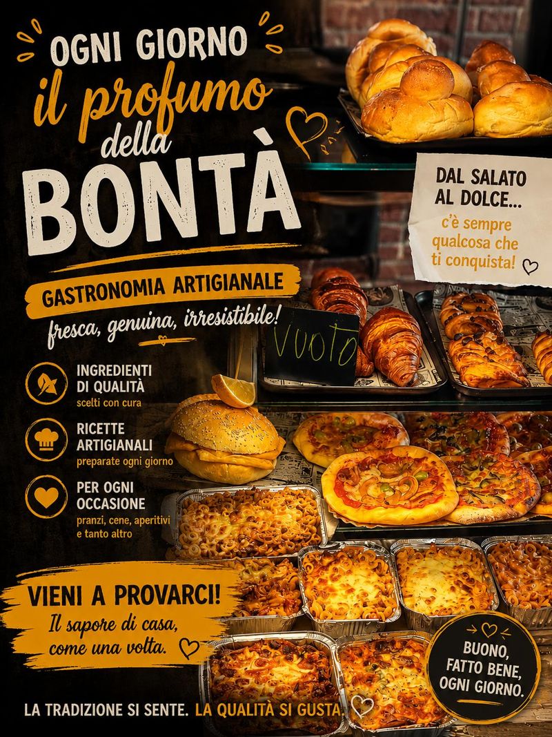 Ogni giorno il profumo della bontà: gastronomia artigianale, dal salato al dolce